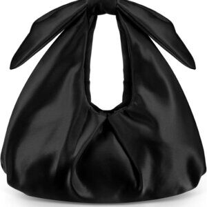 Luxury Ruched Satin Handbag with Magnetic Closure - Evening Clutch for Weddings